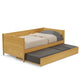 Twin Daybed with Roll-Out Trundle Solid Wood Frame, Space-Saving Design, Natural
