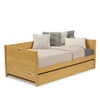 Twin Daybed with Roll-Out Trundle Solid Wood Frame, Space-Saving Design, Natural
