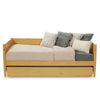 Twin Daybed with Roll-Out Trundle Solid Wood Frame, Space-Saving Design, Natural