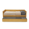 Twin Daybed with Roll-Out Trundle Solid Wood Frame, Space-Saving Design, Natural