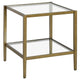 Heaviside Contemporary Metal and Glass End Table - Gold Leaf Finish - Two-Tier Square Design - 20"W x 20"L x 22"H