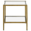 Heaviside Contemporary Metal and Glass End Table - Gold Leaf Finish - Two-Tier Square Design - 20"W x 20"L x 22"H