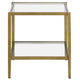 Heaviside Contemporary Metal and Glass End Table - Gold Leaf Finish - Two-Tier Square Design - 20"W x 20"L x 22"H
