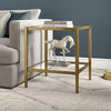 Heaviside Contemporary Metal and Glass End Table - Gold Leaf Finish - Two-Tier Square Design - 20"W x 20"L x 22"H
