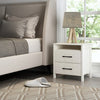 Modern Nightstand Manufactured Wood Ivory 2-Drawer Storage Open Shelf Minimalist Block Legs 22.7" Height