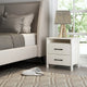 Modern Nightstand Manufactured Wood Ivory 2-Drawer Storage Open Shelf Minimalist Block Legs 22.7" Height