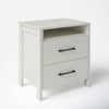 Modern Nightstand Manufactured Wood Ivory 2-Drawer Storage Open Shelf Minimalist Block Legs 22.7" Height