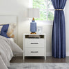 Modern Nightstand Manufactured Wood Ivory 2-Drawer Storage Open Shelf Minimalist Block Legs 22.7" Height