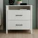 Modern Nightstand Manufactured Wood Ivory 2-Drawer Storage Open Shelf Minimalist Block Legs 22.7" Height