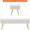 Modern White Ivory PU Leather Upholstered Bed Bench Ottoman with Chrome Legs