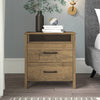 Modern Farmhouse Nightstand Wood Antique White 2-Drawer Storage Bronze Hardware 26" Height