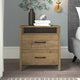 Modern Farmhouse Nightstand Wood Antique White 2-Drawer Storage Bronze Hardware 26" Height