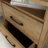 Modern Farmhouse Nightstand Wood Antique White 2-Drawer Storage Bronze Hardware 26" Height