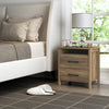 Modern Farmhouse Nightstand Wood Antique White 2-Drawer Storage Bronze Hardware 26" Height
