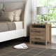 Modern Farmhouse Nightstand Wood Antique White 2-Drawer Storage Bronze Hardware 26" Height