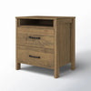 Modern Farmhouse Nightstand Wood Antique White 2-Drawer Storage Bronze Hardware 26" Height