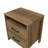 Modern Farmhouse Nightstand Wood Antique White 2-Drawer Storage Bronze Hardware 26" Height
