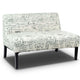 Modern Patterned Upholstered Loveseat Sofa with Wooden Legs – Off-White Cursive Design 2-Seater Couch for Small Spaces