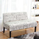 Modern Patterned Upholstered Loveseat Sofa with Wooden Legs – Off-White Cursive Design 2-Seater Couch for Small Spaces