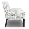 Modern Patterned Upholstered Loveseat Sofa with Wooden Legs – Off-White Cursive Design 2-Seater Couch for Small Spaces