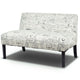 Modern Patterned Upholstered Loveseat Sofa with Wooden Legs – Off-White Cursive Design 2-Seater Couch for Small Spaces