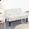 Modern Patterned Upholstered Loveseat Sofa with Wooden Legs – Off-White Cursive Design 2-Seater Couch for Small Spaces
