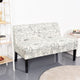 Modern Patterned Upholstered Loveseat Sofa with Wooden Legs – Off-White Cursive Design 2-Seater Couch for Small Spaces