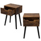 Set of 2 Mid-Century Modern Farmhouse Wood Nightstands with Storage Drawer and Tapered Legs - Walnut Finish
