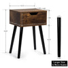 Set of 2 Mid-Century Modern Farmhouse Wood Nightstands with Storage Drawer and Tapered Legs - Walnut Finish