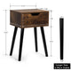 Set of 2 Mid-Century Modern Farmhouse Wood Nightstands with Storage Drawer and Tapered Legs - Walnut Finish