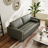 Modern Faux Leather Loveseat Sofa with Pillows & Solid Hardwood Legs – Beige, Ivory, Orange, Grey, Black