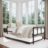 Twin Heavy-Duty Metal Daybed with Roll-Out Trundle, Steel Frame, Black