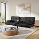 66" Convertible Sofa Bed Faux Leather 6-Inch Foam Black