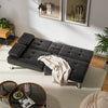 66" Convertible Sofa Bed Faux Leather 6-Inch Foam Black
