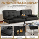 66" Convertible Sofa Bed Faux Leather 6-Inch Foam Black