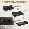 66" Convertible Sofa Bed Faux Leather 6-Inch Foam Black