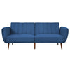 Modern Scandinavian Sofa Bed in Blue Linen Upholstery with Tufted Backrest and Convertible Sleeper Function