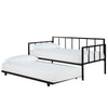 Twin Heavy Duty Metal Daybed with Roll-Out Trundle – Steel Frame, Space-Saving Guest Bed