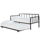Twin Heavy Duty Metal Daybed with Roll-Out Trundle – Steel Frame, Space-Saving Guest Bed