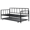 Twin Heavy Duty Metal Daybed with Roll-Out Trundle – Steel Frame, Space-Saving Guest Bed