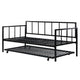 Twin Heavy Duty Metal Daybed with Roll-Out Trundle – Steel Frame, Space-Saving Guest Bed