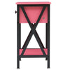 Rustic 1-Drawer Nightstand Set of 2 - Steel and Wood - X-Shaped Accents - 21.7" Height - [Color: Pink / White / Gray / Brown]