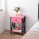 Rustic 1-Drawer Nightstand Set of 2 - Steel and Wood - X-Shaped Accents - 21.7" Height - [Color: Pink / White / Gray / Brown]