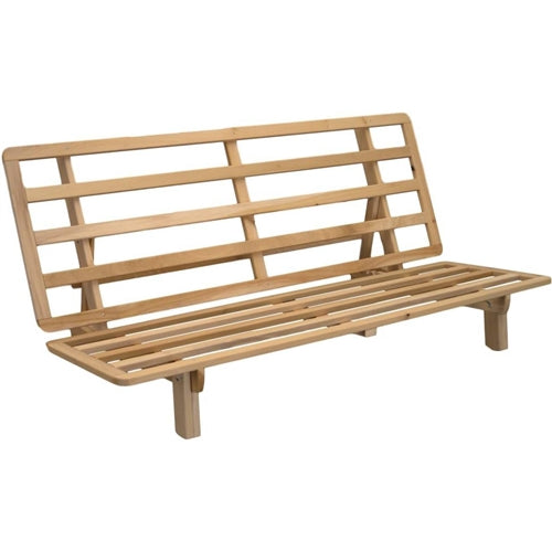 Queen Size Futon Sofa Bed Frame Solid Wood Adjustable Convertible Brown Finish