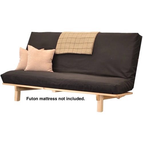 Queen Size Futon Sofa Bed Frame Solid Wood Adjustable Convertible Brown Finish