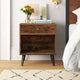 Mid-Century Farmhouse 1-Drawer Nightstand – Wood Bedside Table with Storage Shelf, Rustic Brown Finish