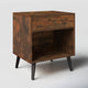 Mid-Century Farmhouse 1-Drawer Nightstand – Wood Bedside Table with Storage Shelf, Rustic Brown Finish
