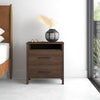 Mid-Century Modern Nightstand Acacia Wood Walnut Brown 2-Drawer Storage Minimalist Tapered Legs 26" Height