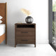 Mid-Century Modern Nightstand Acacia Wood Walnut Brown 2-Drawer Storage Minimalist Tapered Legs 26" Height