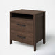 Mid-Century Modern Nightstand Acacia Wood Walnut Brown 2-Drawer Storage Minimalist Tapered Legs 26" Height